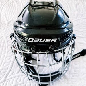 Bauer Black Hockey Helmet with Silver Cage